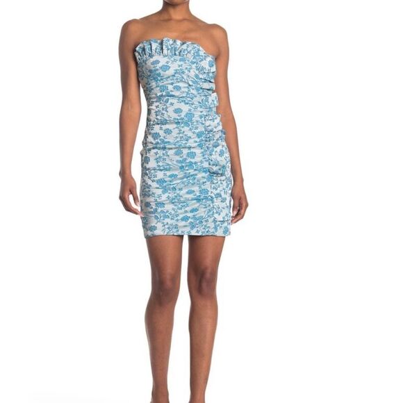 LIKELY Lora Floral Ruched Ruffled Mini Dress - Picture 1 of 4